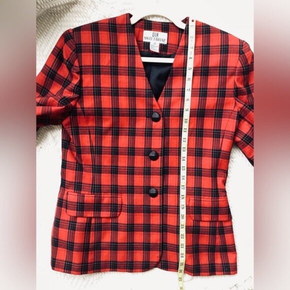Vintage Sweetbriar Red & Black Plaid Button-Up Blazer Jacket Size 6 - Picture 9 of 9